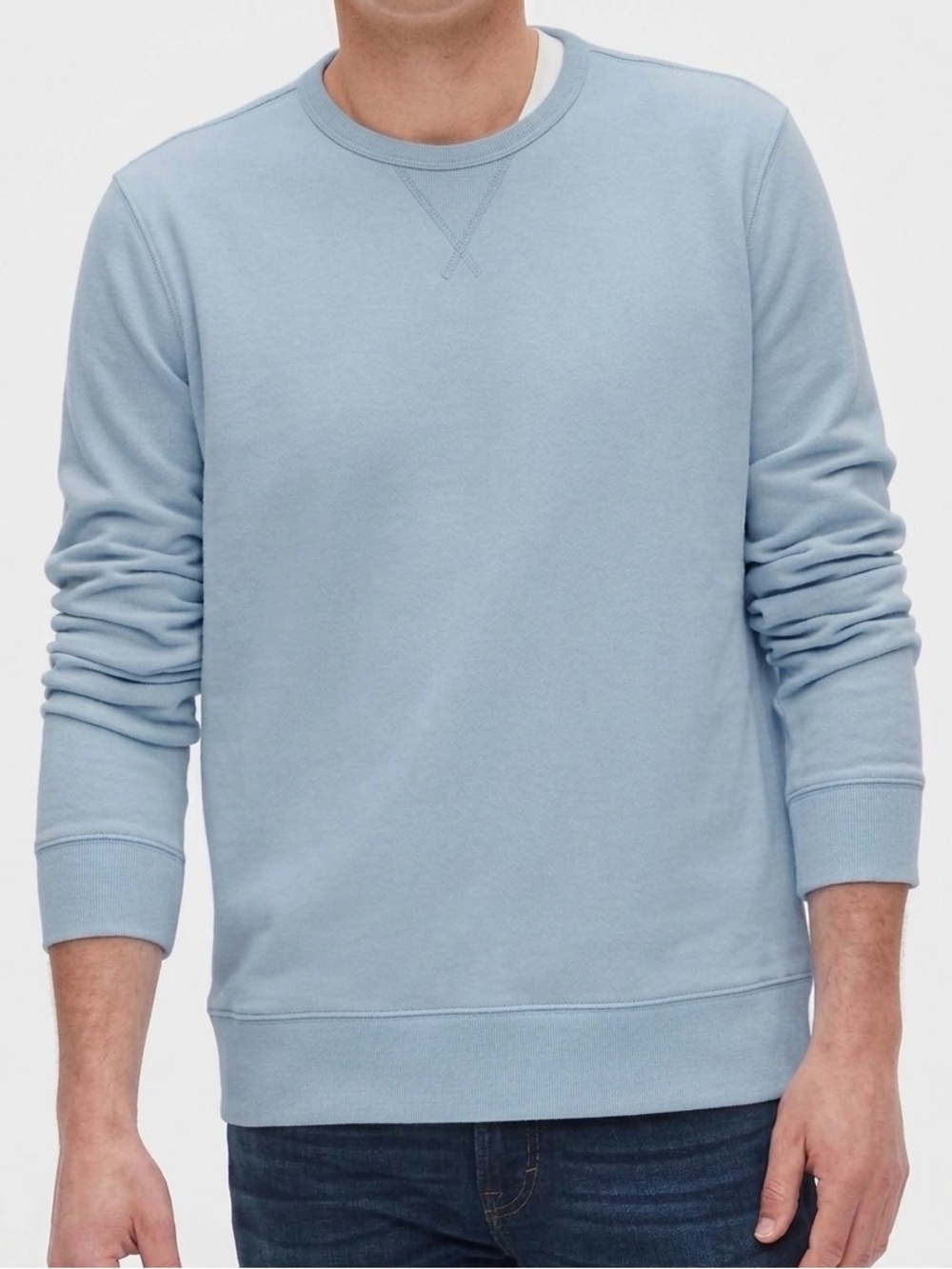 Banana Republic Men's French Terry Crewneck Sweater in Light Blue